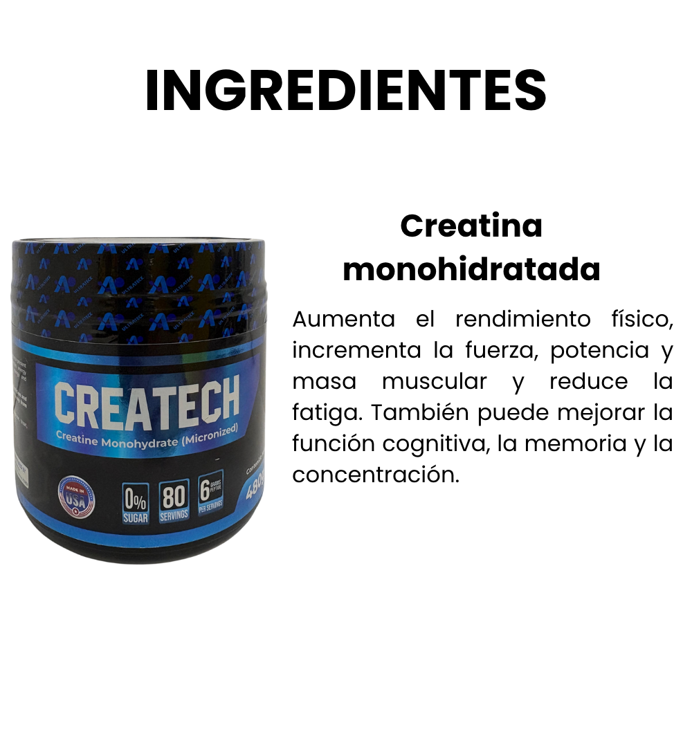 Ingredientes creatina monohidratada createch 480g
