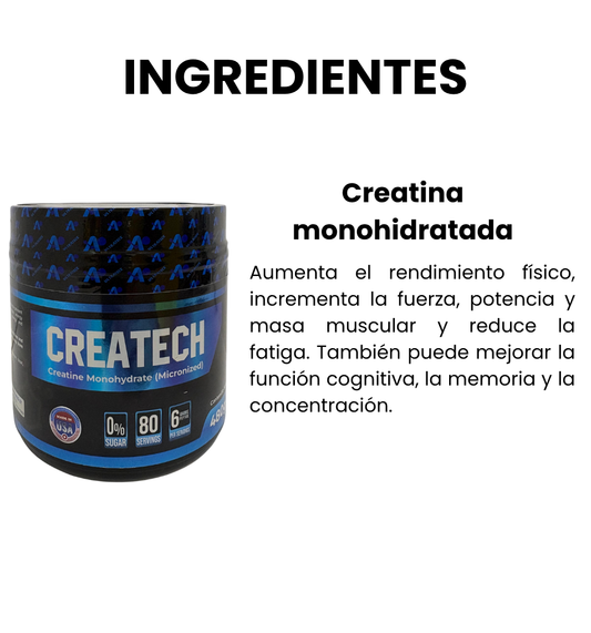Ingredientes creatina monohidratada createch 480g