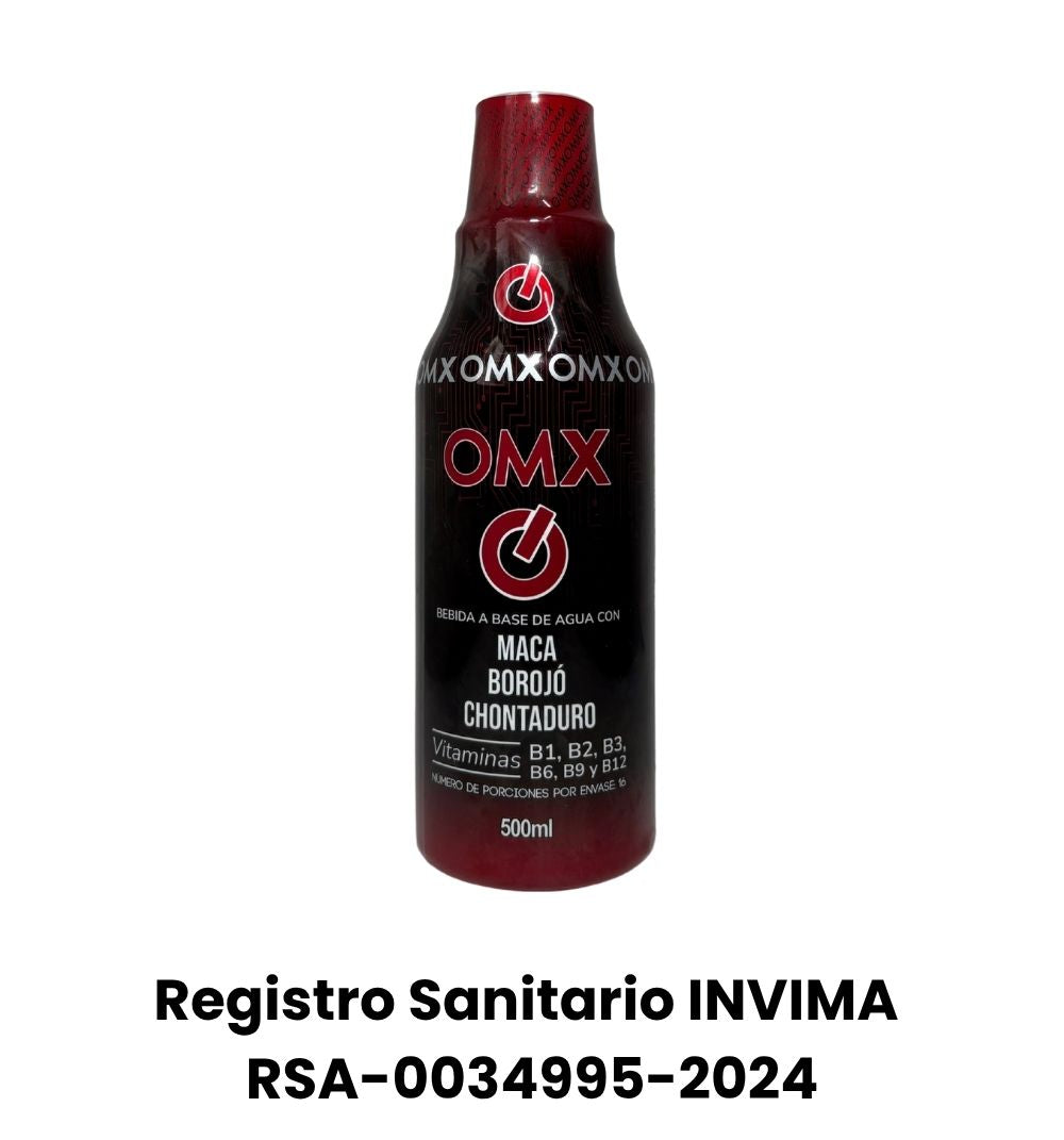 Bebida funcional con maca, borojó y chontaduro, enriquecida con vitaminas B1, B2, B3, B6, B9 y B12. Ideal para apoyar tu energía física y mental de forma natural. Registro INVIMA. 500ML